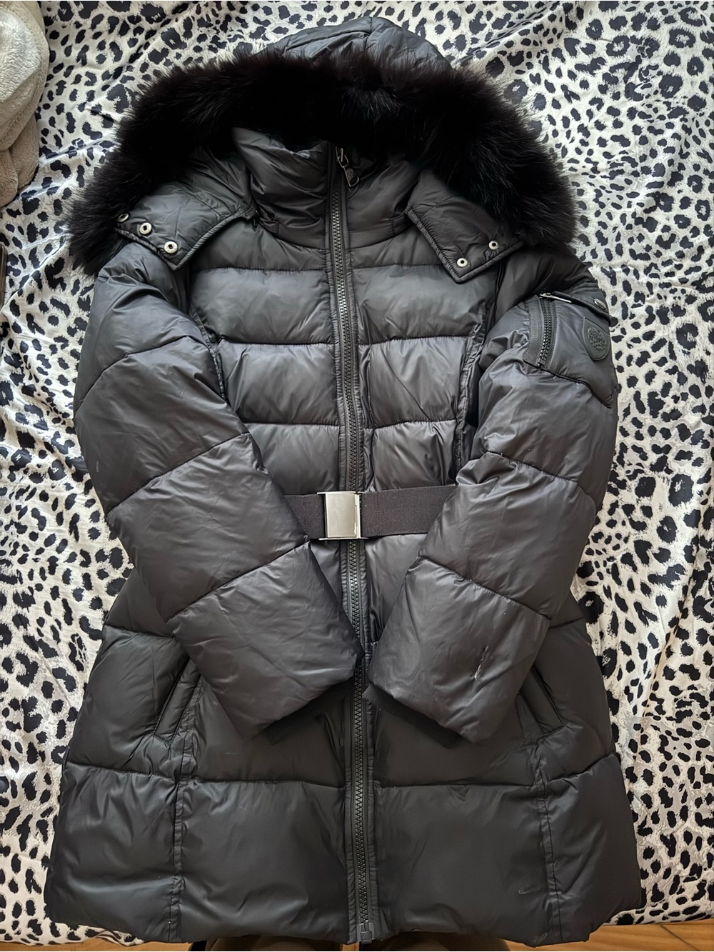 Women’s Black Puffer jacket with REAL-Fur Trim